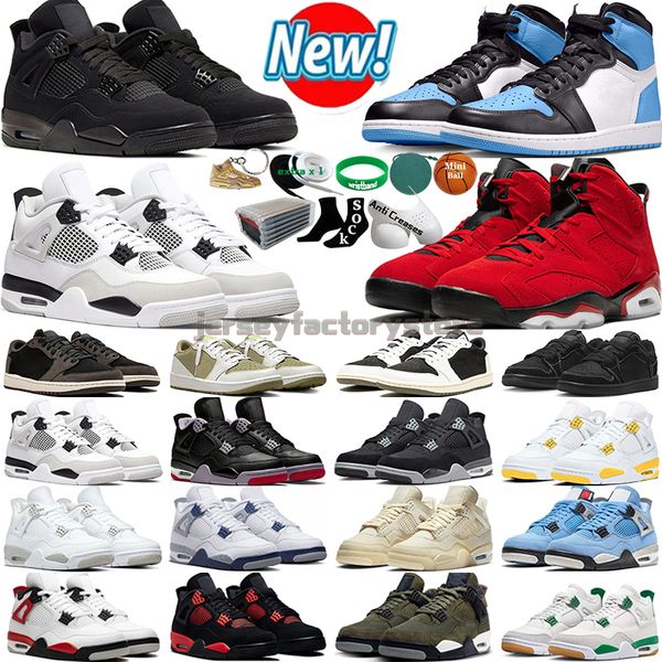 

With Box 4 Basketball Shoes For Men Women 4s Bred Reimagined Canvas Military Black Cat Red Cement University Blue White Oreo Midnight Navy Thunder Mens Sport Sneakers, Color-7