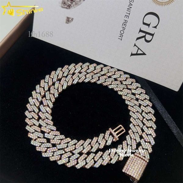 

Two Tone Color Rose Gold White Gold 10Mm Custom Hip Hop Sier Moissanite Miami Iced Out Cuban Link Chain