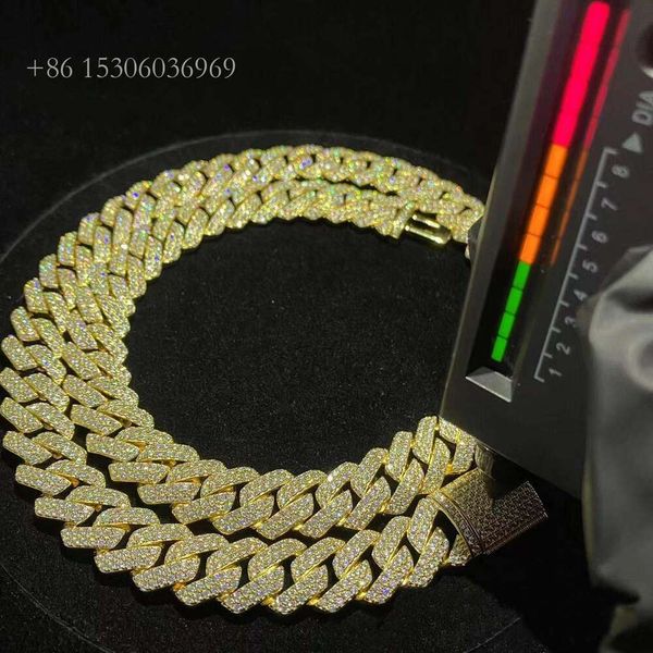

14Mm Moissanite Sterling Sier S Rhombus Cuban Chain Hip Hop
