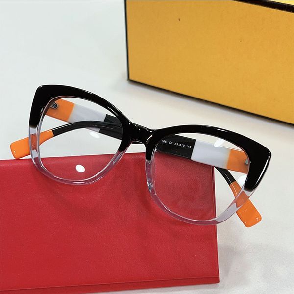 

Classic mens and womens elliptical board reading optical frame designer transparent eyewear fashionable side with symbol FF0766 work outdoor with original box