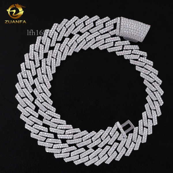 

Iced Out Cuban Link Chain Moissanite Hot Sale Dropshipping Sterling Sier Gold Plated With Vvs Moissanite Hip Hop Jewelry