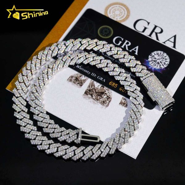 

Drop Shipping 2 Rows Hip Hop Moissanite Necklace Sterling Sier Diamond 8Mm Moissanite Cuban Link Chain Bracelet