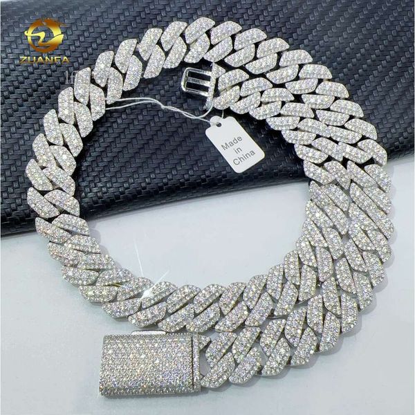 

High Thickness Custom Hip Hop Jewelry 15Mm Vvs Moissanite Cuban Link Necklace Sier Cuban Link Chain
