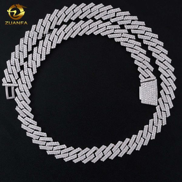 

Vvs Moissnaite Hip Hop Jewelry 10Mm 12Mm 15Mm Sier Sterling Gold Plated With Lab Moissanite Iced Out Cuban Link Chain