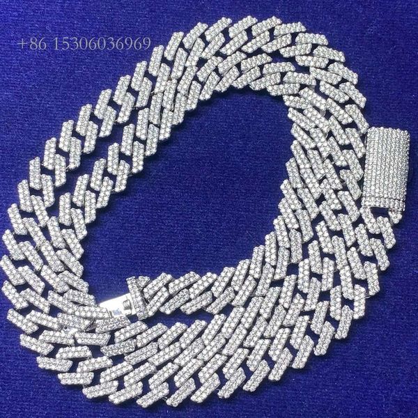 

Aaa Gems Customizable 10Mm 12Mm 14Mm 16Mm Vvs Diamond Chains Sier Iced Out Moissanite Diamond Miami Cuban Link Chain