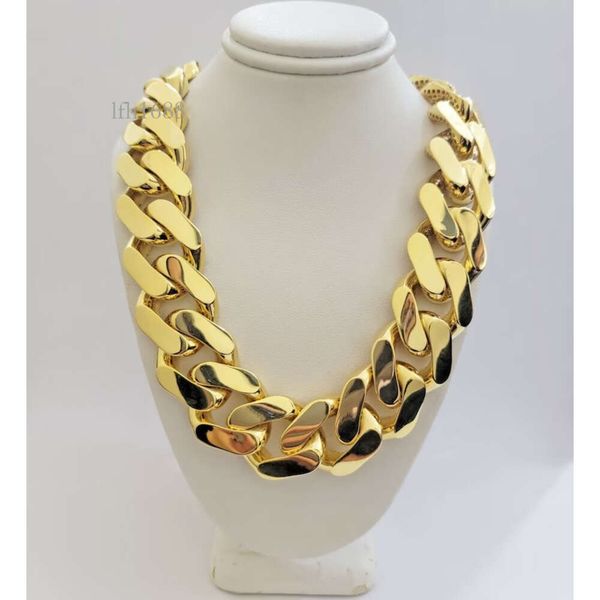 

Big Guy Real 10K Gold 24Mm Width Monaco Hollow Sparkling Miami Cuban Link Chain