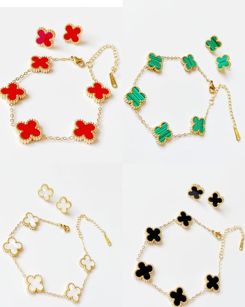 

Van clover Four Leaf Top quality Luxury Designer Jewelry Fashion Women Flower Bracelet Necklace Earring Classic Christmas Birthday New Year gift