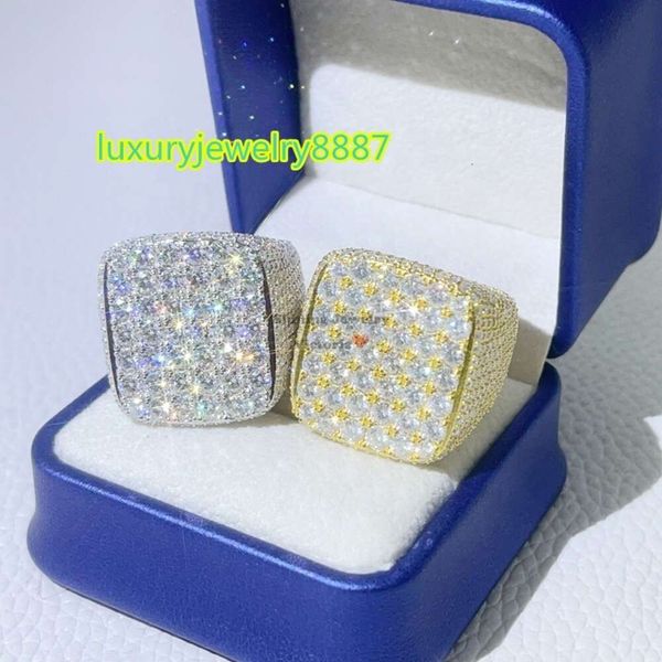 

GRA Certificated Pass Dia Tester Hip Hop Sterg Sier Moissanite Ring Men VVS