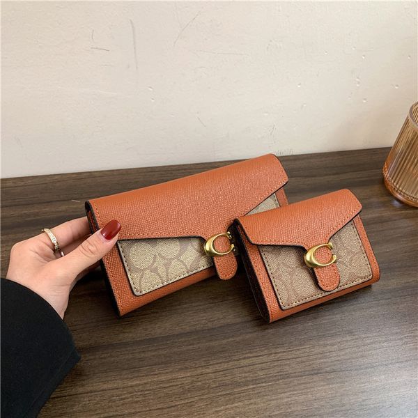 

wholesale ladies shoulder bags 2 colors daily Joker contrast leather long wallet multi-card folding fashion card elegant atmosphere geometric printing purse 8802#, Cream