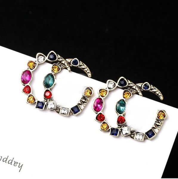 

Fashion Brand Designer Earrings Women Coloured Diamond Earrings Jewelry Womens Studs Letter G Luxury Party Accessories