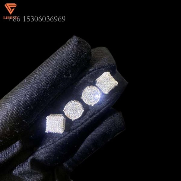 

Lifeng Jewelry Iced Out Sterling Sier D Color VVS Moissanite Stud Earrings Square Diamond Men Women Earrings