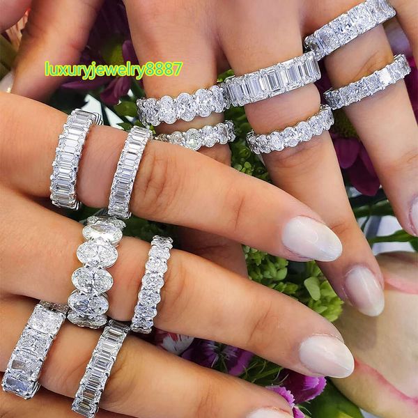

Luster GRA bridal Custom sier 5mm 3ct oval emerald pear heart cut moissanite engagement eternity band ring for wedding
