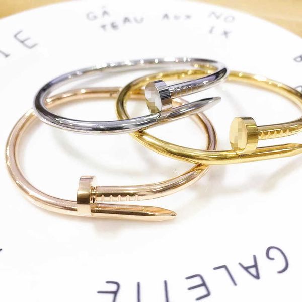 

Nail Bracelet Designer Fashion Charm Jewelry 18K Rose Gold Natural Titanium Steel Open Bracelet Women's Light Luxury Colorless Christmas gift jewelry