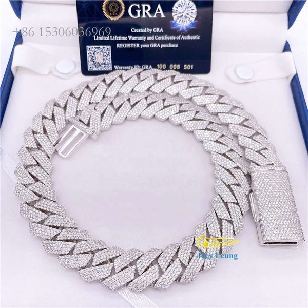 

Pass Diamond Tester Gra Certificate Sier Necklace Vvs Moissanite Diamond Hip Hop Jewelry Iced Out Urban Cuban Link Chain Men's Necklace