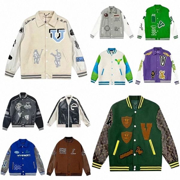 

designer mens jacket varsity baseball Leather coat fashion womens letterman jackets embroiderd letter jacket single breasted tops couples men's clothi k74z#, #201