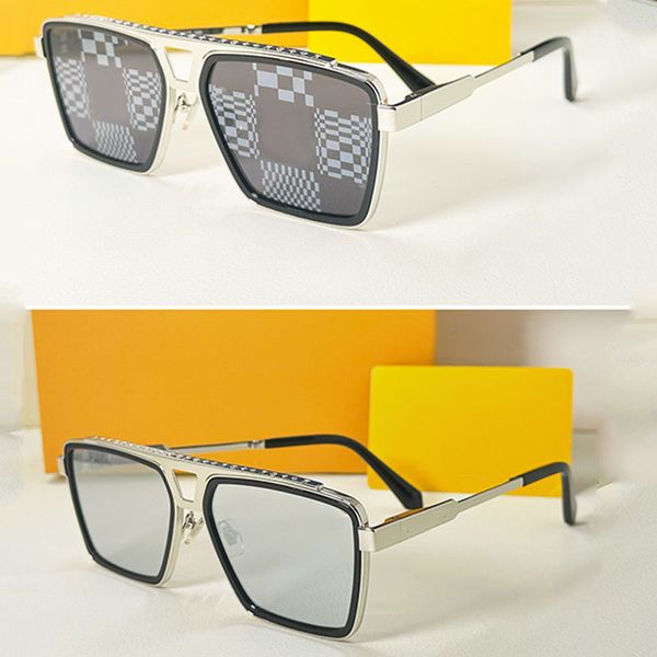 

1.1 Evidence Metal Square Sunglasses Gradient Z1582U Fashion Pilot V Mirror Frame Womens Beach Party Driving Mirror Frame Top Letter Pattern with Original Box