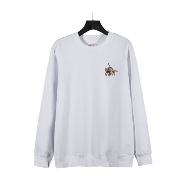 

Hoodie Men's and women's unisex cotton solid wool round neck sweater, White