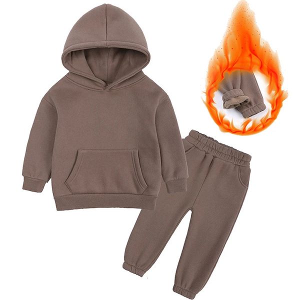 

Sets Years Old Clothing Winter New Boys And Girls Fleece Sweater Hooded Plush Sportswear Children S Suit db4e, Red