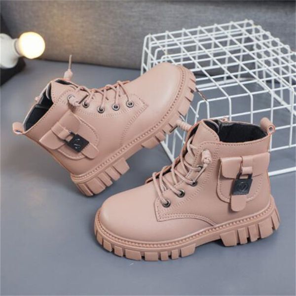 

Children Fashion Martin Boots Leather Side Zipper Toddler Baby Ankle Boot Autumn Winter Kids Shoes Boys Girls Snow Boots, Khaki