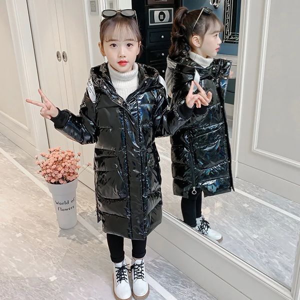 

Russian Winter Down Cotton Jacket For Girls Waterproof Shiny Warm Years Teenage Hooded Thicken Coat Kids Parka Snowsuit 3de4, Black
