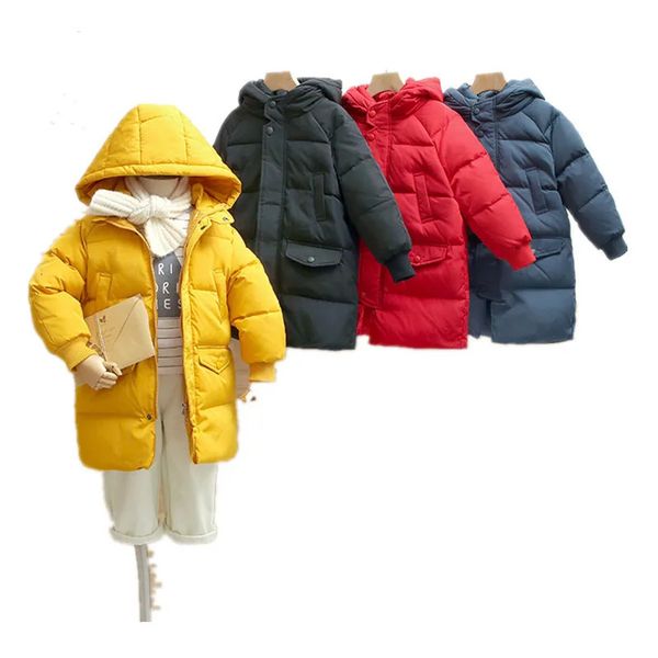 

Russia New Winter Long Thick Down Jacket For Girl Boys Clothes Hooded Parka Coat Kids Snowsuit Outerwear Clothing 1e21, Black