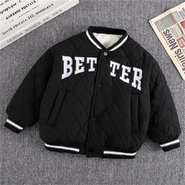 

Kids Down Coat Winter Jackets Boys Girls Casual Baseball Clothes Thick Warm Children's Outwear Outdoor Overcoat, Black