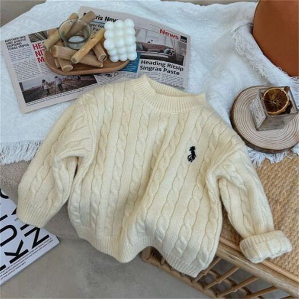 

Fashion kids Baby Knitwear Sweater Spring/Autumn Boy Girls Outerwear Coat Winter Embroidery Pullover Sweaters Children Clothes, Brown