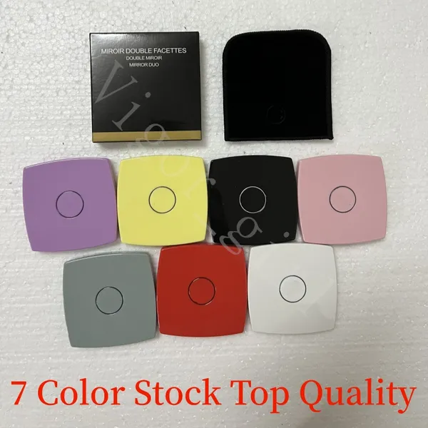 

New Pink White Red Yellow Purple Green Brand Folding Compact Face Mirrors with Dust Bag Mirror Black Portable Classic Makeup Tools Engrave