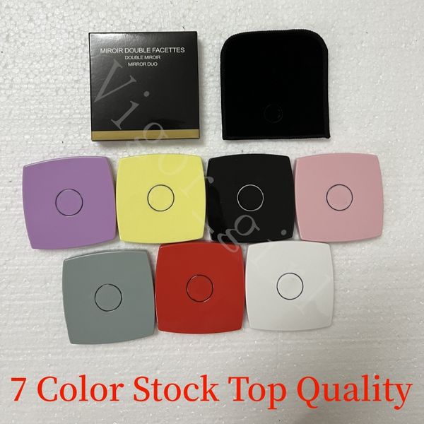 

7 Color Compact Mirror, Folding Double-Sided Makeup Mirror with Dust Bag, Portable, Square, Plastic, 2024