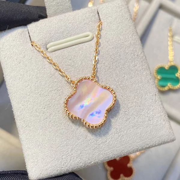 

Bracelets Four leaf clover Necklace Designer Jewelry Womens Gold Pendant Womens Letter Red Agate Shell Jewelry Girls' Party Best Wedding Gift Ice Chain, Silver
