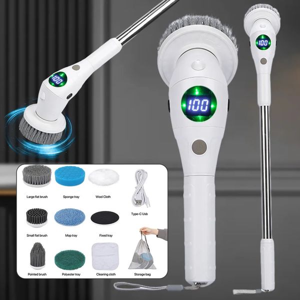 

Brushes Cleaning 8 in 1 Electric Cleaner Brush Spin Scrubber Kitchen Bathroom Household Rechargeable Rotary for Home 231019 Sp 2309