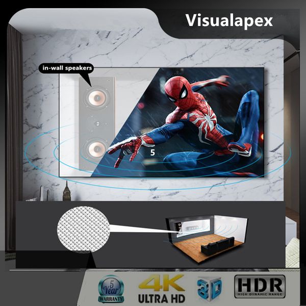 

16:9 HDTV Sound Audio Nano Bright White Woven Acoustically Transparent Edge Free Fixed Frame Projector Screen