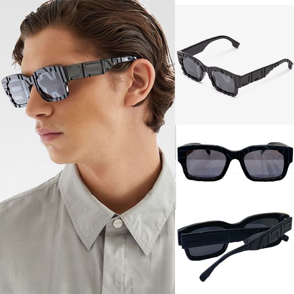 

Square relief acetate frame designer sunglasses FOL549V1 trendy cool and fashionable men and women with printed Lunettes de Soleil leisure vacation driving box