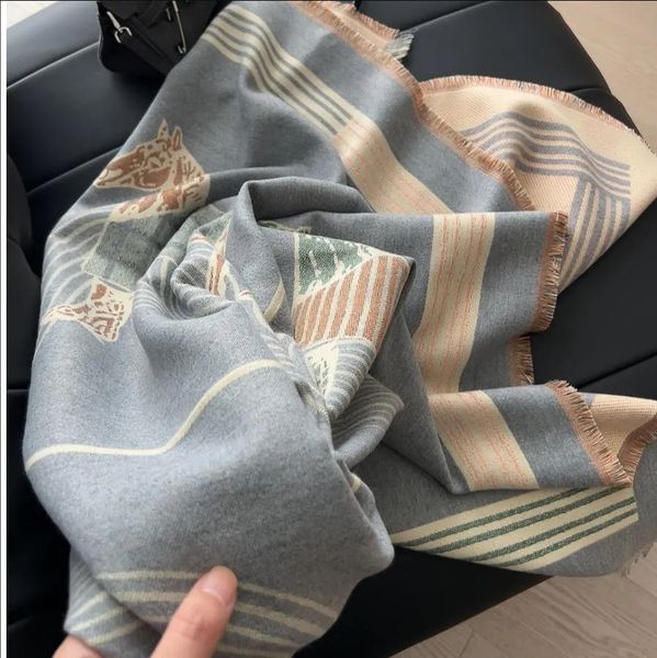 

Designer Man Twilly Black Cashmere Grey Orange Shawl Fashion Double Sided Only High-quality Scarf Scarf
