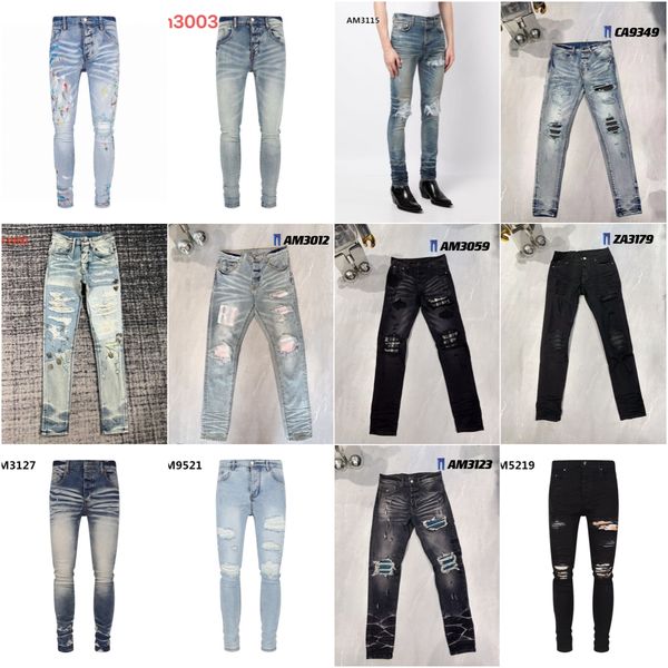 Mens Jeans Distressed Ripped Biker Jean Slim Fit Motorcycle Biker Denim Pants For Men Fashion Designer Pantss Hip Hop