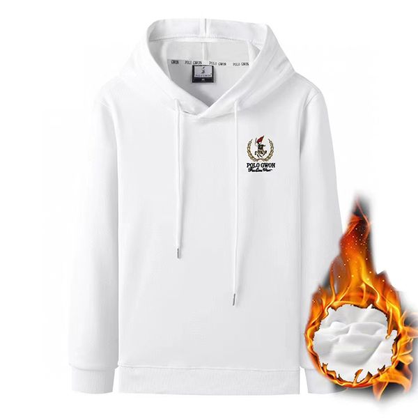 

men's hooded sweatshirt High quality pullover Fashion men's clothing Letter embroidery Long sleeved pullover Men's casual cotton sportswear Round neck hooded top, White