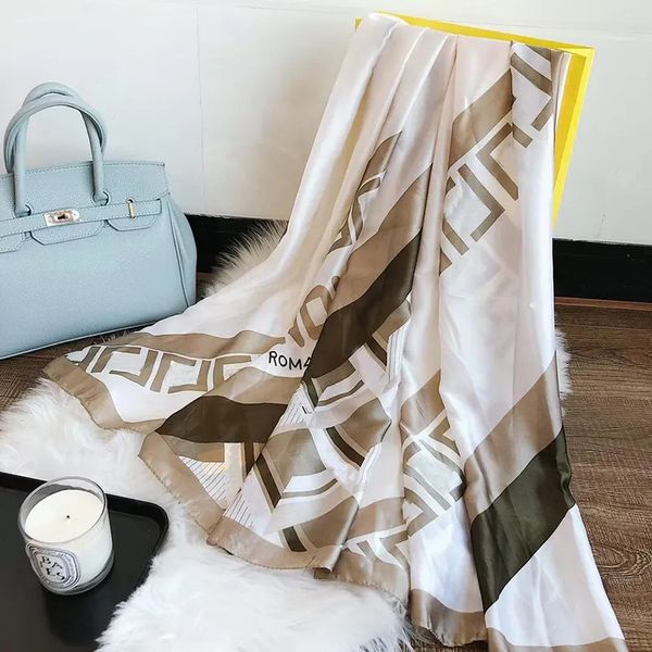 

Hijab Echarpe Scarf Expensive Brand 2023 New 180x70cm Lattice Geometric Silk Scarf Women's Retro F Print Fashion Square B scarf designers ashion