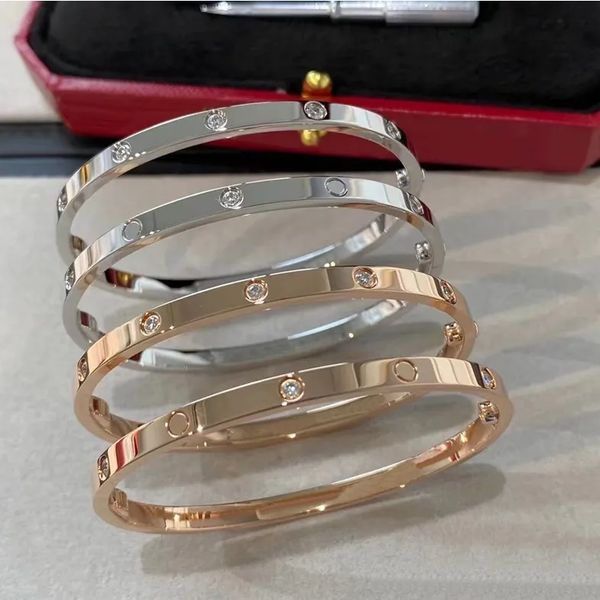 

4MM Fashion Bracelets 18k Titanium Women's Bracelet Diamond Bangle Diamond Luxury Jewelry Suitable for Christmas Mother's Day Wedding Party Gift