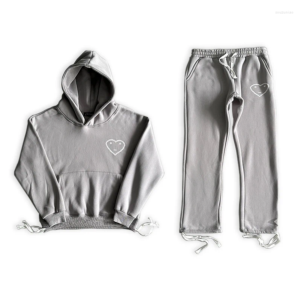 

Men's Tracksuits CARSICKO Sportswear Set Quality Cotton Autumn Winter Hoodies Long Trousers Grey Fashion High Street Men Women Hip Hop, Cawytz03-black