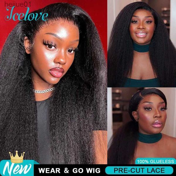 

Synthetic 4x4 5x5 Lace Closure Wear and Go Kinky Straight Wigs Pre Cut Glueless Wig Human Hair Ready to Wearl231024, Blue