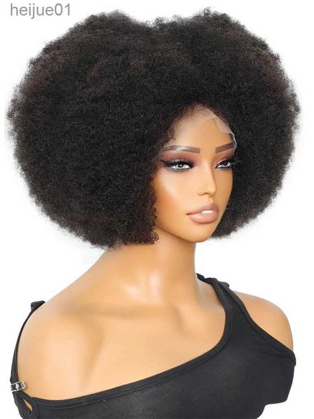 

Synthetic Wigs AFRO Kinky Curly BOB Natural Color Glueless Wig Hair Ready to Wear 250% Density Affordable Remy Human Hairl231024
