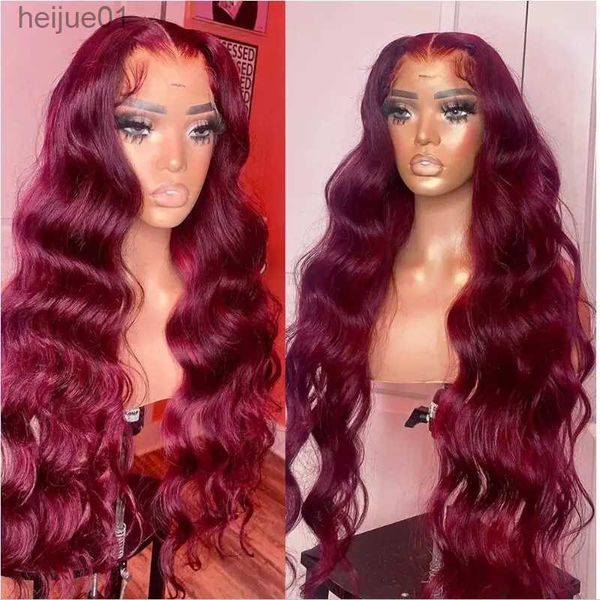 

Synthetic Wigs 26inch 180nsity Long Wavy Bury Preplucked Soft Natural Hairline Glueless Lace Front Wig 99J for Women Baby Hairl231024, Red
