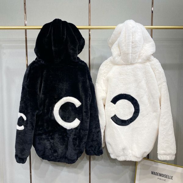 

23WF Women Lamb Wool Jackets Coats Winter Faux Shearling Outerwear Coats Oversize Coat Thickened Unnisex Letter Parka Windproof Down S-3XL, White (new)