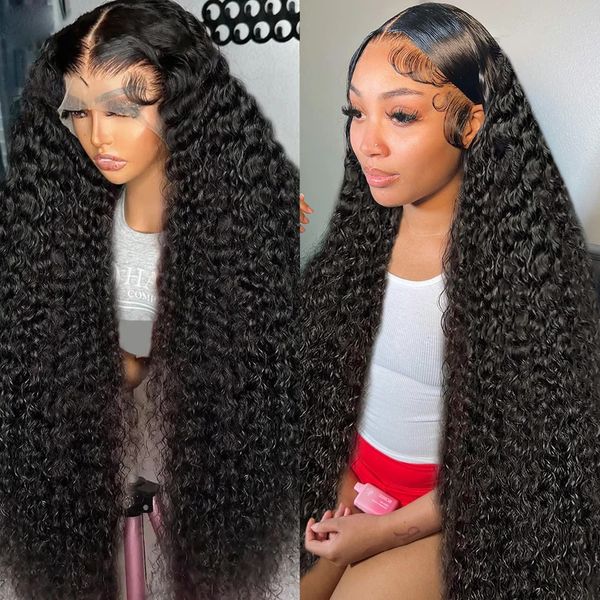 

40 Inch Curly 13x4 13x6 HD Transparent Frontal Wig Brazilian Remy 360 Loose Deep Wave Human Hair Lace Front Wigs for Women 231024, Black