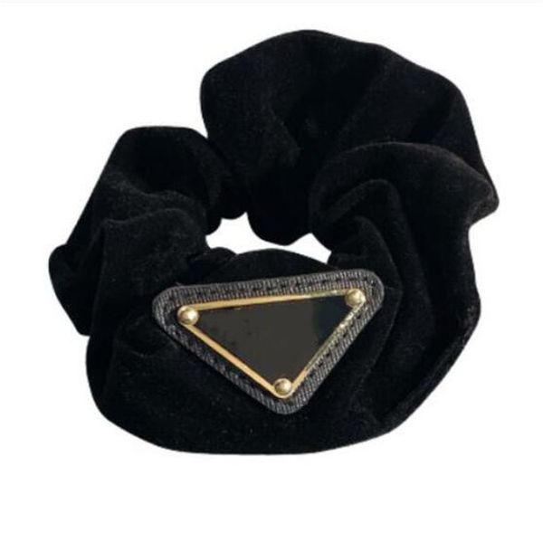 

Flannel Girl Ring Letter Triangle Elastic Rubber Bands Hairbands Ponytail Holder Ties Fashion Women Hairpin Luxury Designer Girls Hair Accessories, Black
