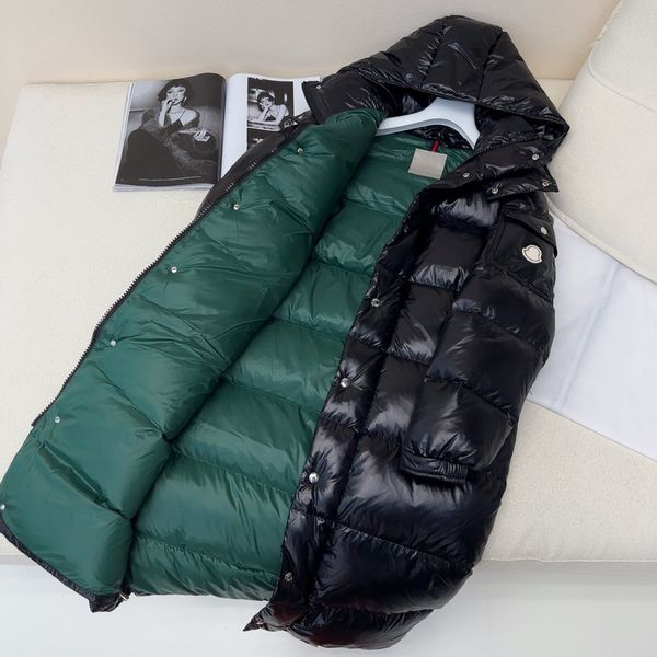 

Black Long Down Jackets for Womens Gree Inside Embroidery Epaulet Winter Outerwear Coats Supre Thick Windproof Jacket Parka SML