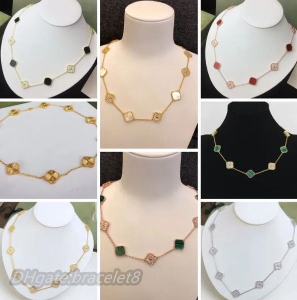 

Luxury Four Leaf Clover Necklaces Classic Diamond Necklace 18K Gold Plated Agate Pendant Necklace Charm Wedding Party for Lover Gift Designer Jewelry