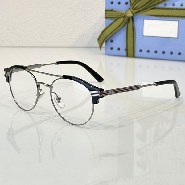 

Mens Arc Optical Eye Reading GG0289O Designer Mens and Womens Metal Plate Pilot Frame Textured Mirror Legs Advanced Fashion Transparent Glasses Driving Office