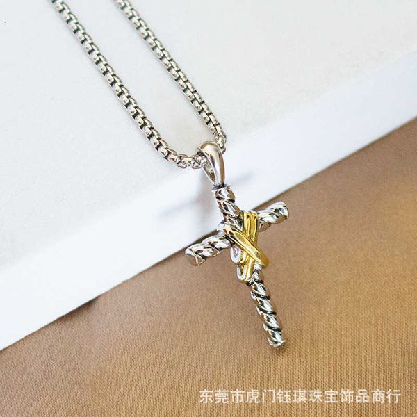 

Designer Classic Jewelry DY Necklace Fashion Charm jewelry women Dy Cross necklace Double X Button Line Pendant Classic Christmas gift fashion jewelry accessories