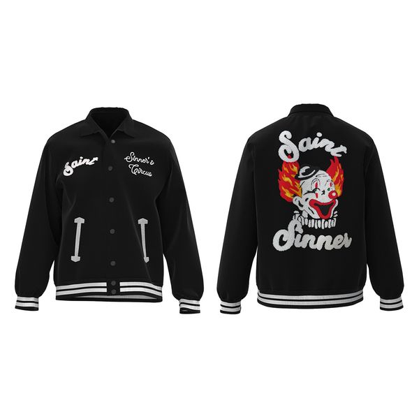 

Men Varsity Letter Towel Embroidery Leather Sleeve Jacket Couples Women Baseball Coat Man Patchwork Outwear, Black